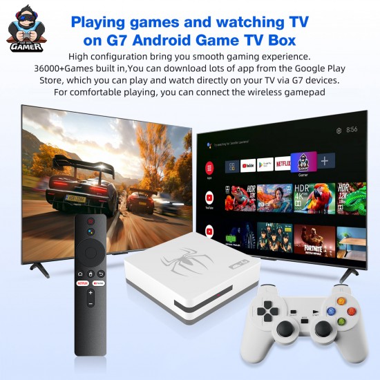 Game Box 8K Ultra HD Set-Top Box Android TV + 2 контролера и дистанционно, 36 000 игри Game Box 8K Ultra HD Set-Top Box Android TV + 2 контролера и дистанционно, 36 000 игри