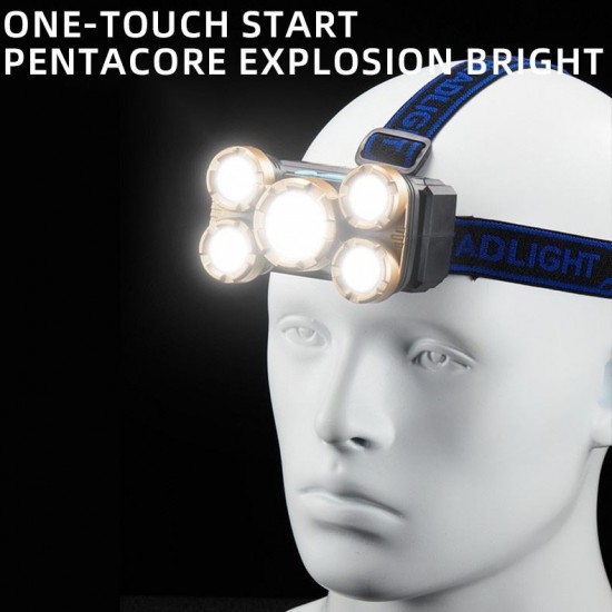 Акумулаторен Ултра ярък LED челник с 5 LED диода Акумулаторен Ултра ярък LED челник с 5 LED диода
